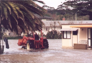 Te Awanga Motor Camp flooded September 2000